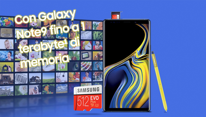 Samsung Galaxy Note 9, l'iniziativa per raddoppiare la memoria