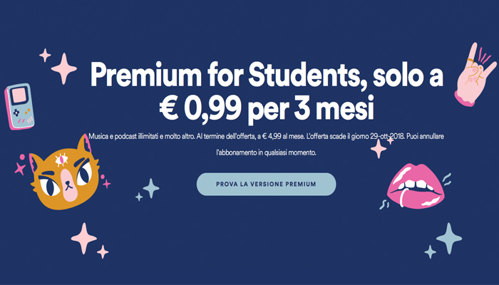 Spotify Premium, offerta per gli studenti maggiorenni