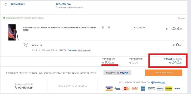 Unieuro NO IVA Note 9