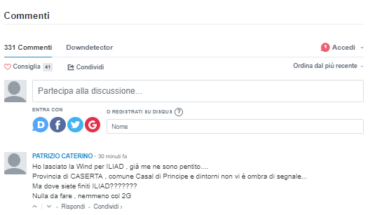 commenti Iliad down 13 settembre