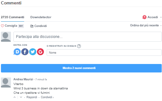 commenti servizio Wind non disponibile