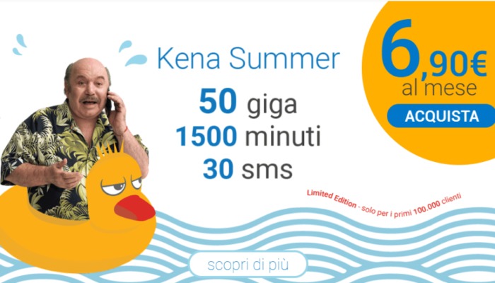 Kena Mobile: ritorna la Summer 50 GB a 5,90 euro per gli ex-clienti