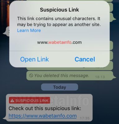 link sospetto messaggio Whatsapp