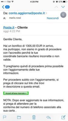 messaggio truffa phising poste italiane