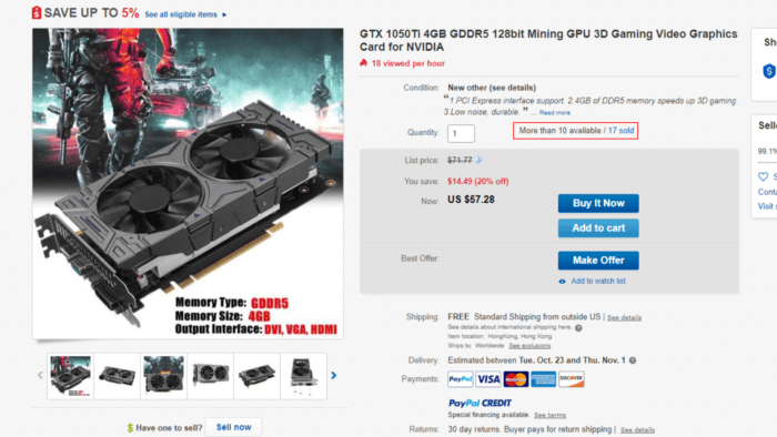GPU falsa eBay