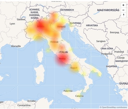 Mappa interruzioni Vodafone 30 ottobre 2018