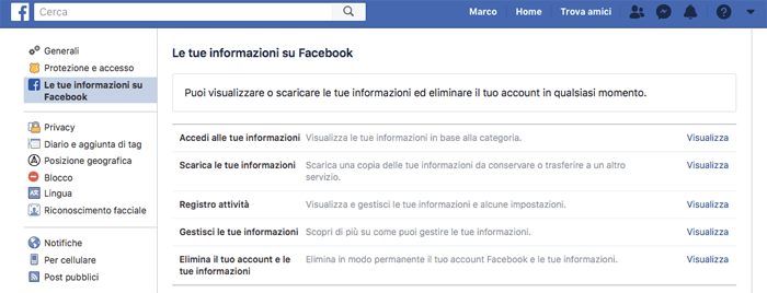 Facebook, come cancellare il proprio account