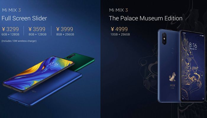 Xiaomi Mi MIX 3, prezzi e versioni