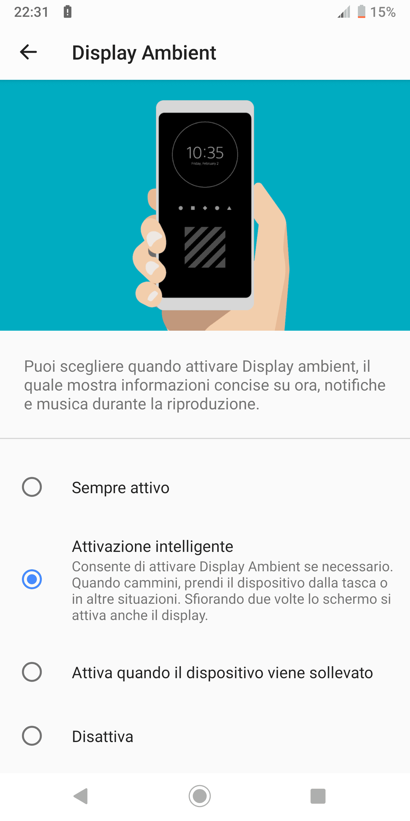 display ambient 1 Xperia XZ3