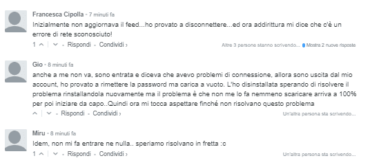 errore connessione Instagram