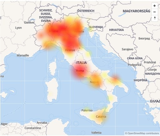 mappa interruzioni Wind 30 ottobre 2018
