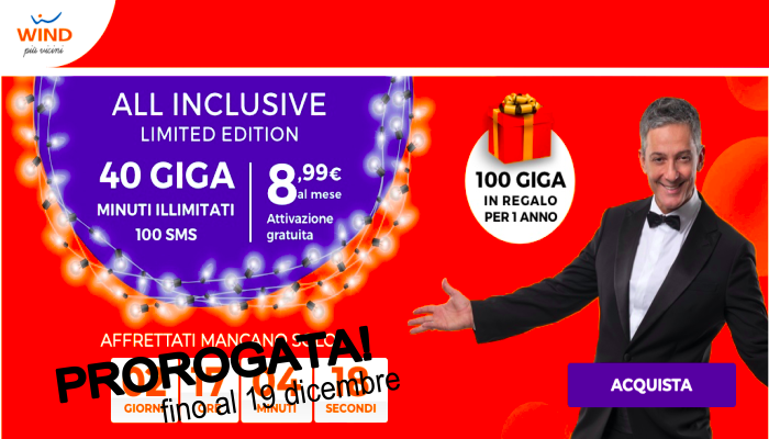 Wind All Inclusive 40 Limited Edition prorogata scadenza