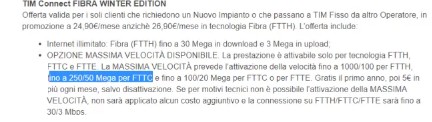 TIM offerte Fibra 250 Mega