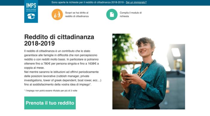 falso sito reddito di cittadinanza INPS IMPS