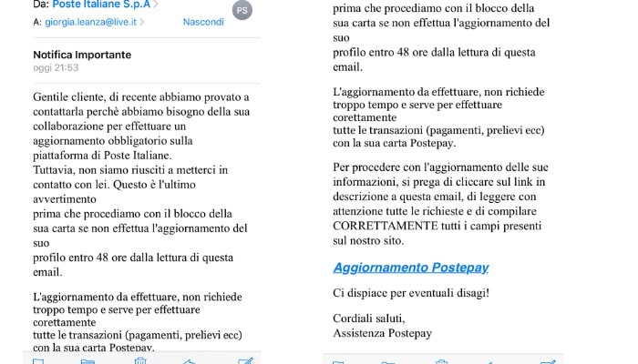 Truffa Online PostePay