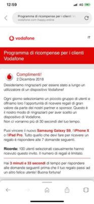 truffa Vodafone smartphone GRATIS