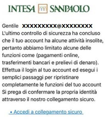 truffa messaggio Intesa SanPaolo
