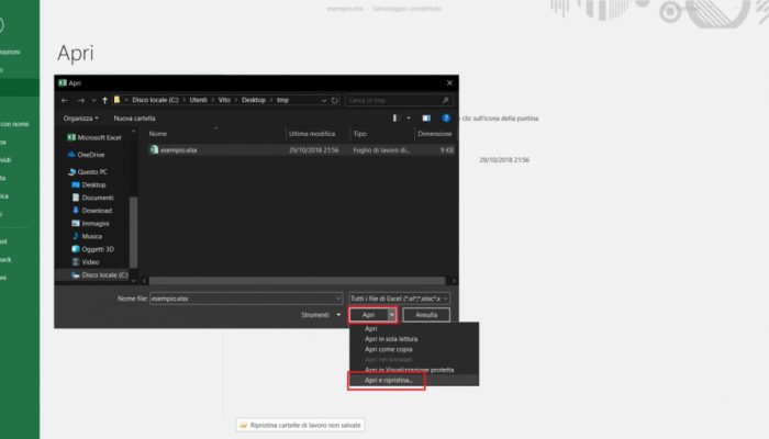 recupero file danneggiati excel