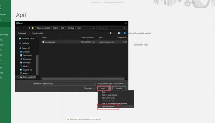 recupero file danneggiati excel