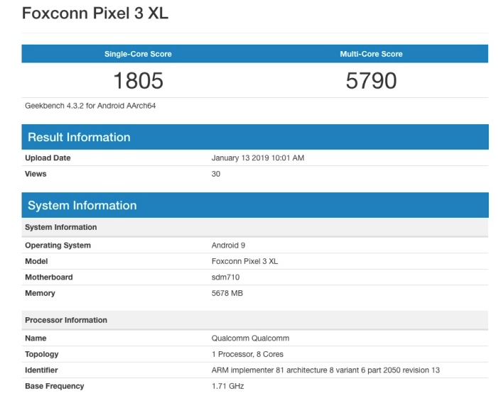 Google Pixel 3 Lite XL con Snapdragon 710 e 6 GB di RAM