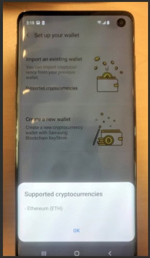 Galaxy S10 con Etherum