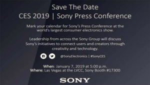 Sony annuncia un evento al CES 2019