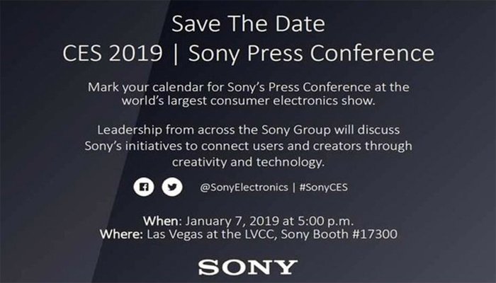 Sony annuncia un evento al CES 2019