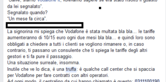 truffa call Center Vodafone Facebook