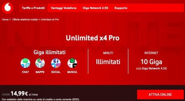 Vodafone Unlimited X4 Pro