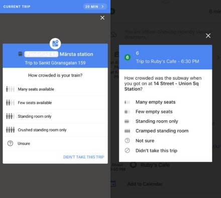 Google Maps aggiornamento metro treni