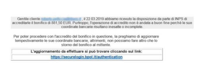 truffa INPS messaggio