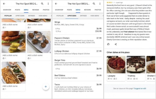 Google Maps prezzi ristorante