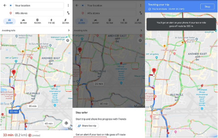 Google Maps sicurezza taxi