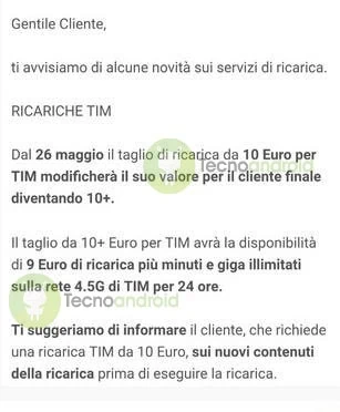 TIM modifica le ricariche
