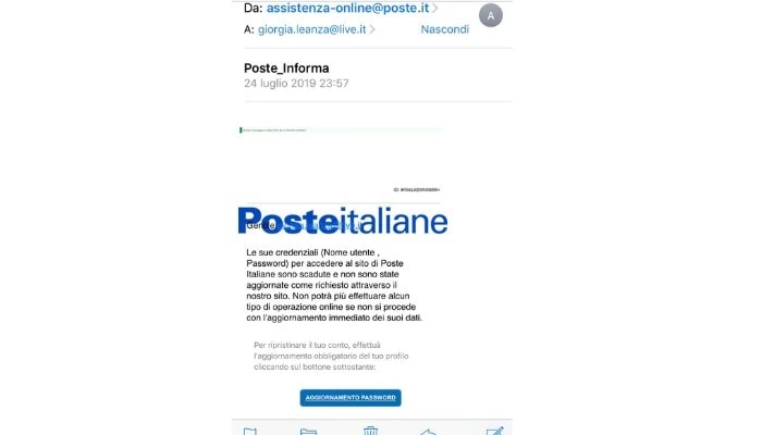 email truffa Poste Italiane