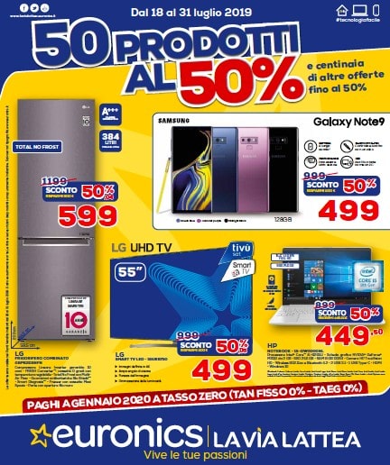 Da Euronics 50 prodotti al 50% e tante altre offerte