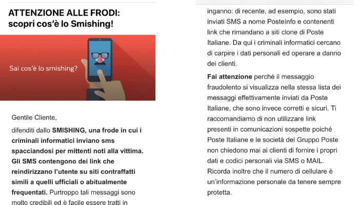 PostePay smishing