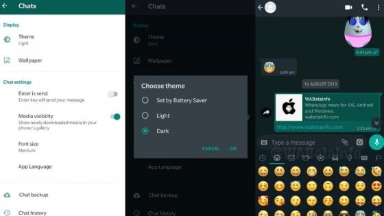 WhatsApp dark mode 