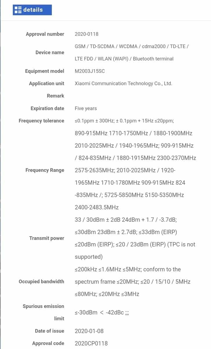redminote9pro-certificazione-miit