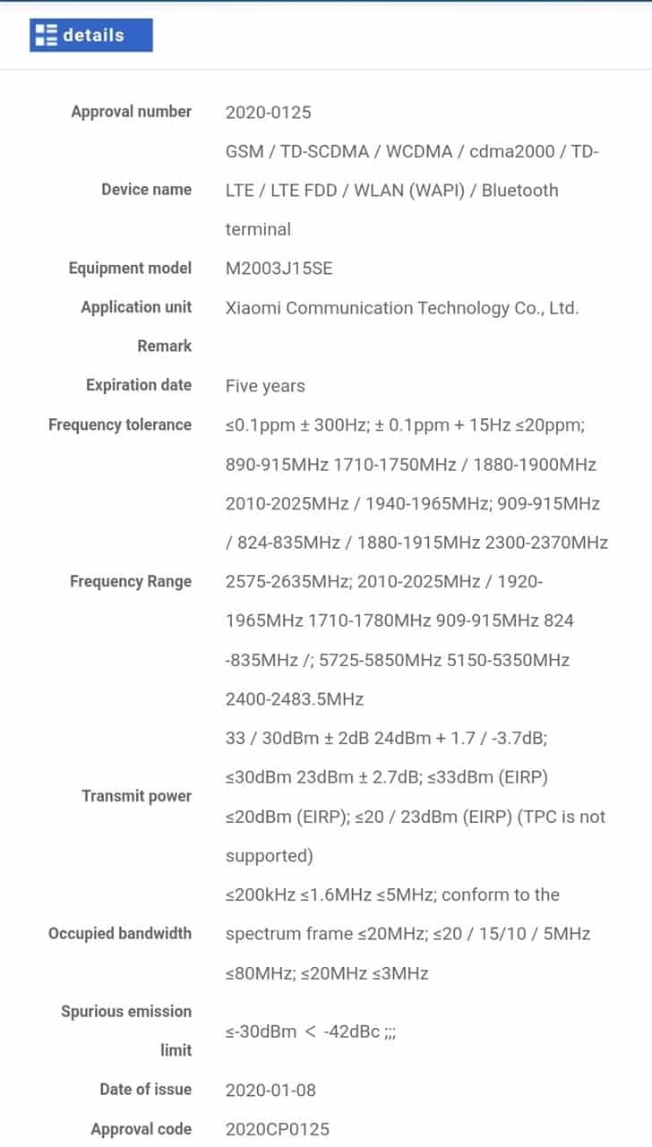redminote9pro-certificazione-miit2