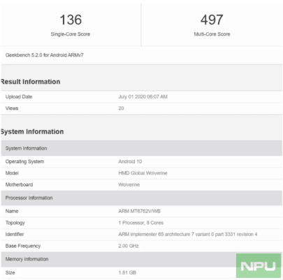 Nokia 2.4 Geekbench
