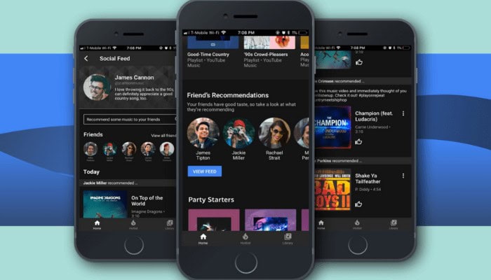 YouTube Music le anteprime animate dei video nella Home e nel Feed