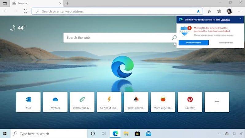 Microsoft Edge funzionalità password compromessa