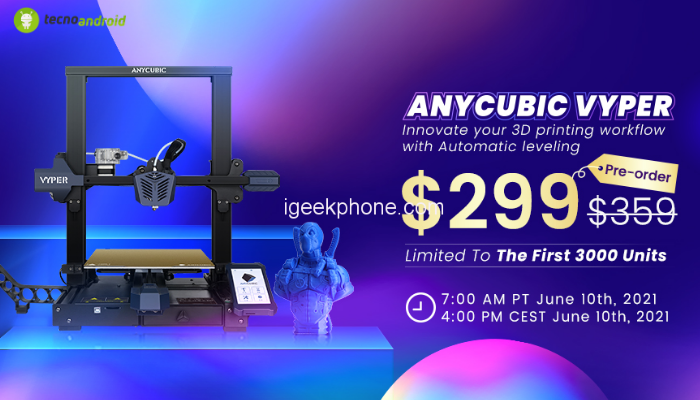 Anycubic Vyper: la stampante 3D FDM autolivellante è ora in super promozione