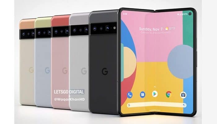 Google, Pixel Fold, smartphone pighevole, render, Samsung, Galaxy Fold3