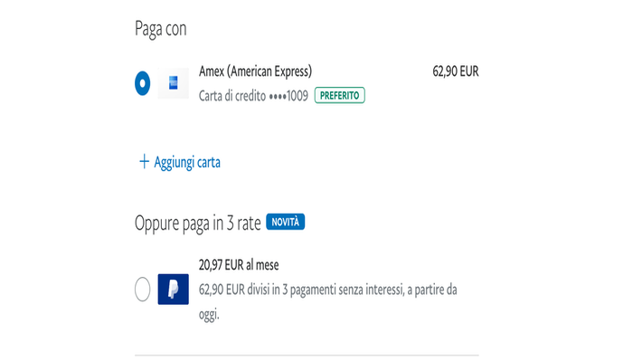 paypal paga in 3 rate