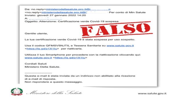 phishing covid ministero salute