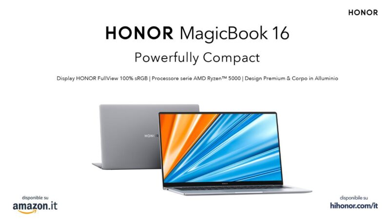 HONOR annuncia MagicBook16: design premium prestazioni eccezionali