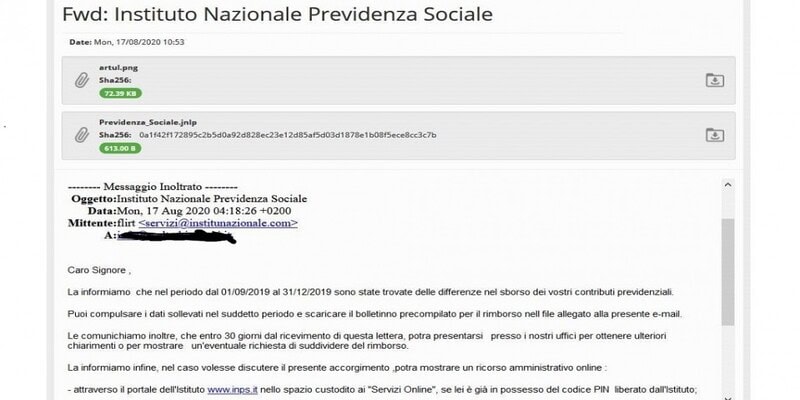 finti messaggi inps