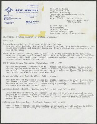 bill gates cv